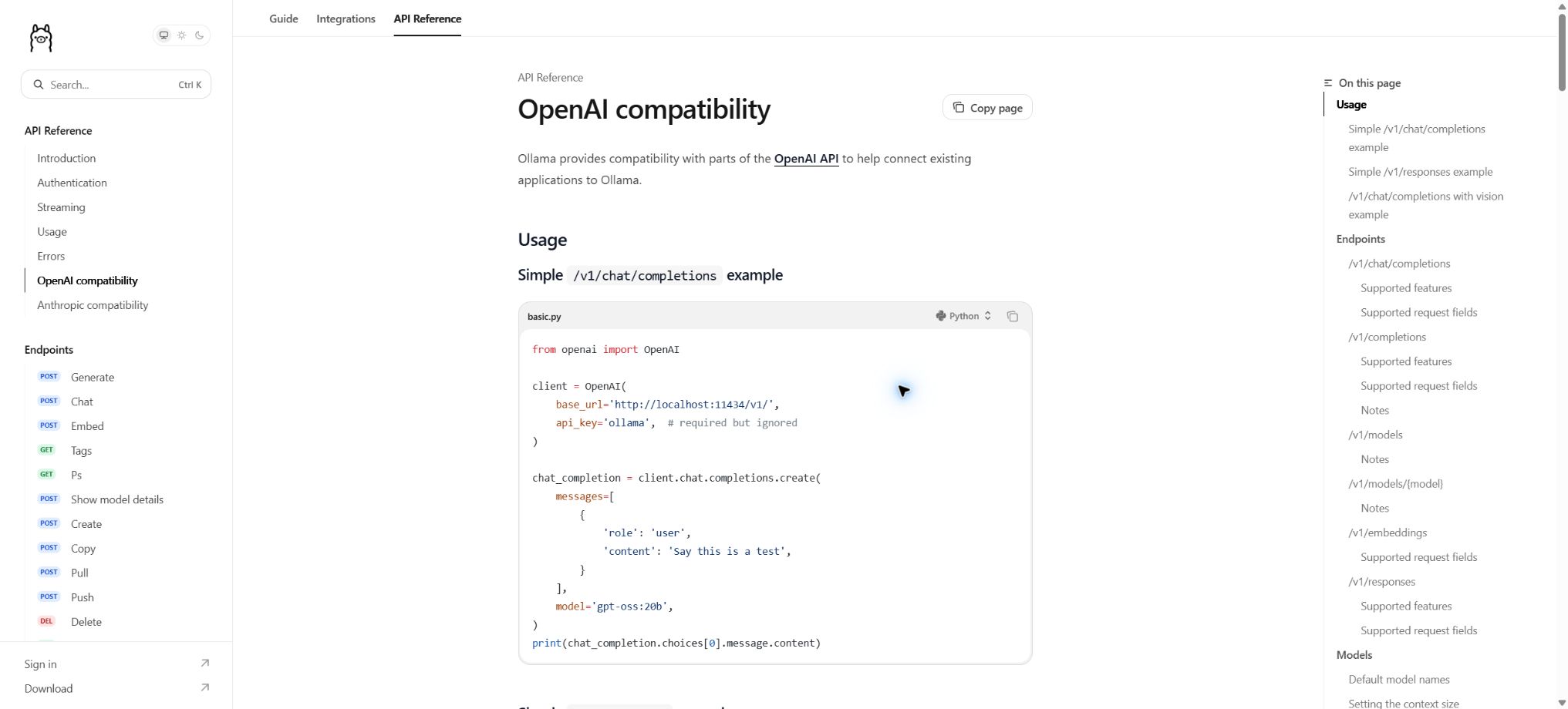 Documentation officielle de compatibilité OpenAI