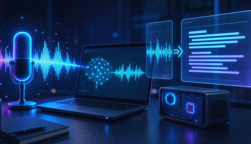 Illustration de transcription audio locale avec Whisper.cpp