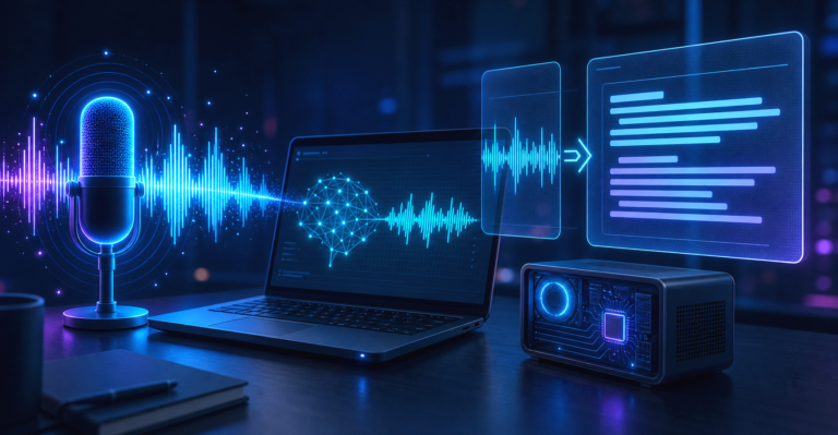 Illustration de transcription audio locale avec Whisper.cpp